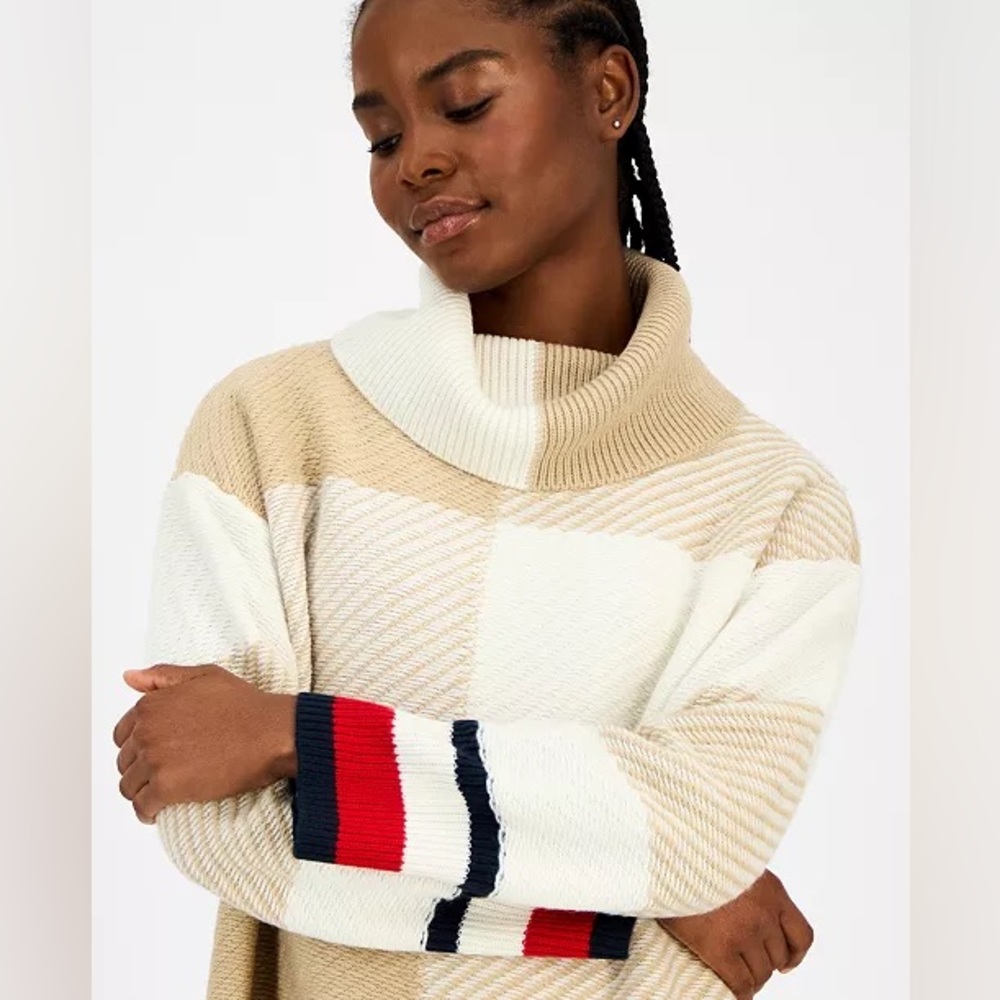 Tommy Hilfiger Colorblock Cowl Neck Sweater NWT Size L - Picture 3 of 10